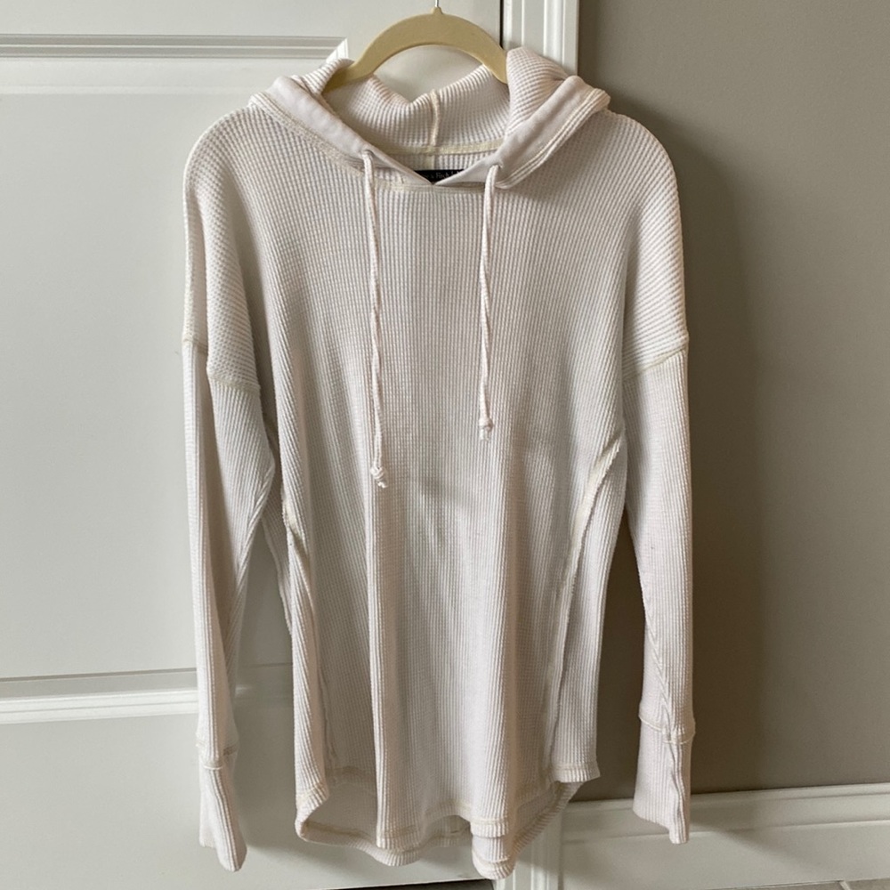 Abercrombie & Fitch Cream Waffle-Knit Hooded Long Sleeve